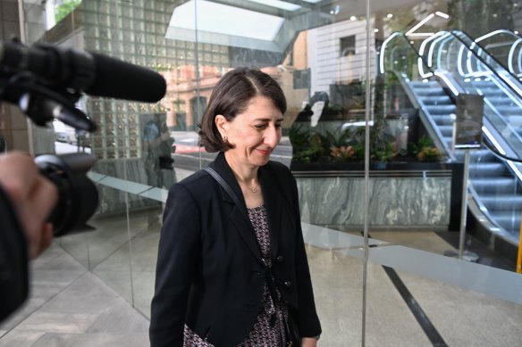 Former NSW premier Gladys Berejiklian arrives at the ICAC on Monday.