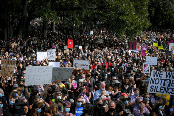 Crowds streamed into Treasury Gardens at 12 noon on Monday for the March 4 Justice.
