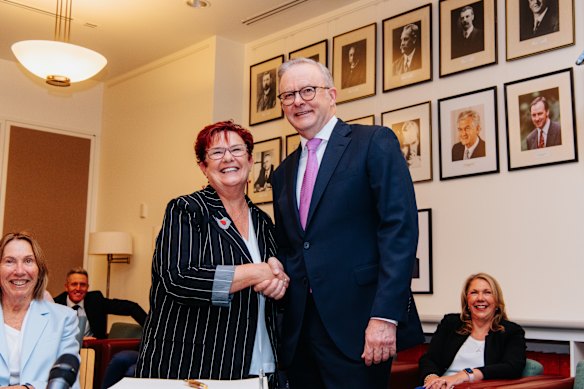 Labor MP Anne Urquhart with the prime minister in May. 