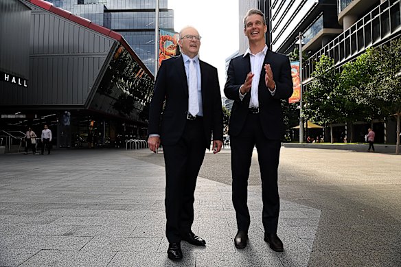 Prime Minister Anthony Albanese and Andrew Charlton.