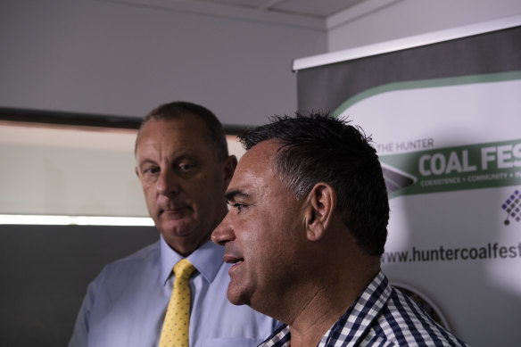 Former Upper Hunter MP Michael Johnsen with Deputy Premier John Barilaro in the lead-up to the 2019 election.