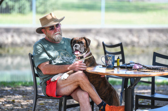 Peter Conway and his dog Trixie are regular visitors to the off-leash area at Hawthorne Canal Reserve, Leichhardt