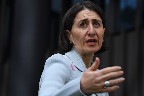 NSW Premier Gladys Berejiklian addresses the media on Tuesday.