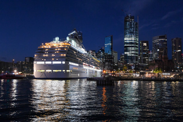 The Coral Princess arrived at Circular Quay just before sunrise on Wednesday morning. 