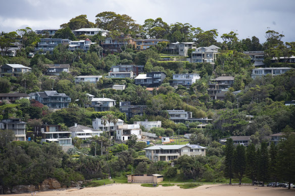 Residents of Whale Beach look over the pristine yellow sands of the beach, where parking is often at a premium.
