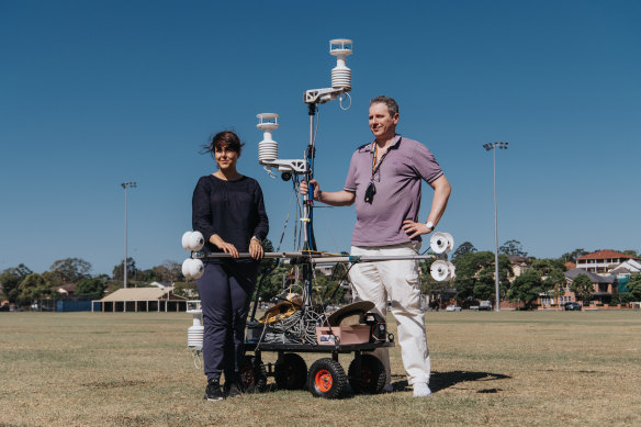Riccardo Paolini from UNSW and Mrs Mahya Parchami, a PhD student at UNSW, are part of the playground study.
