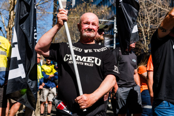 The CFMEU rally outside NSW Parliament.