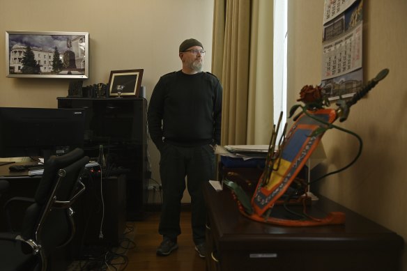 Head of the Ukrainian military administration of Kryvyi Rih, Oleksandr Vilkul in his office.