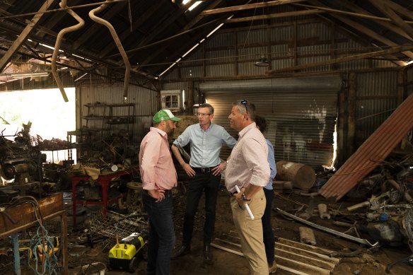 NSW Premier Dominic Perrottet meets locals in the flood-ravaged town of Eugowra in the state’s Central West.