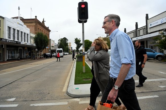 NSW Premier Dominic Perrottet and NSW member for Goulburn Wendy Tuckerman in Goulburn. 