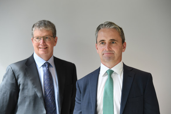 CBA chairman Paul O’Malley (left) and chief executive Matt Comyn.