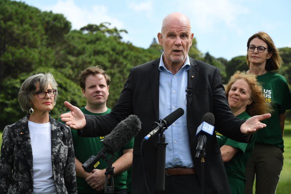 Australian Republican Movement chair Peter FitzSimons launches the new Australian republic model in January.