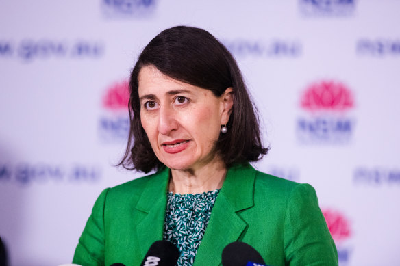 NSW Premier Gladys Berejiklian addresses the media at the COVID-19 briefing on Wednesday.