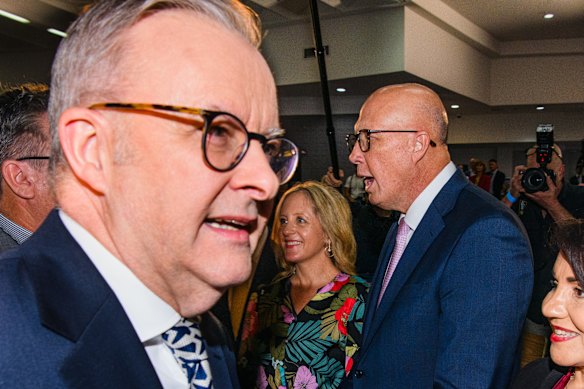 Prime Minister Anthony Albanese and Dutton cross paths at the Blacktown Workers’ Club.