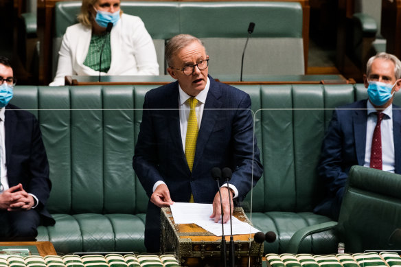 Opposition Leader Anthony Albanese speaks during debate on the religious discrimination bill.