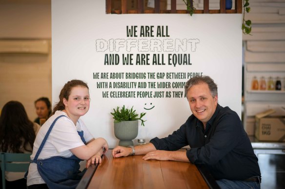 Love your work: Tali Wenig with her father Jonathan Wenig at All Things Equal cafe in Balaclava.