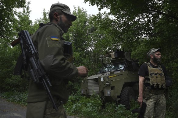 Vitaly, left, and his gunner, Stepan, right, are the only members of their unit that were not captured by the Russians. 