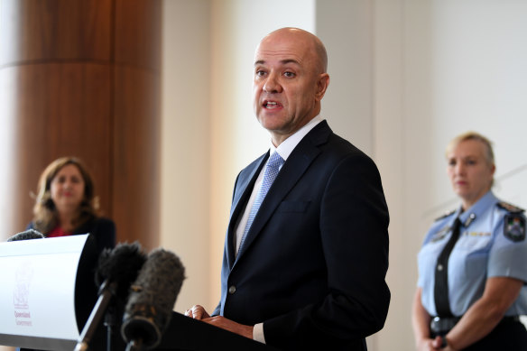 Queensland’s newly appointed Chief Health Officer Dr John Gerrard speaks at Monday’s press conference.