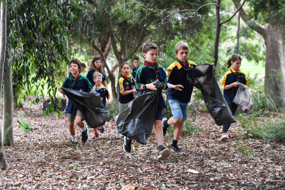 Scouts Victoria is among the organisations calling for a review of the state government’s plan for a container deposit scheme. Pictured are scouts from the First Glen Iris Scout Hall. 