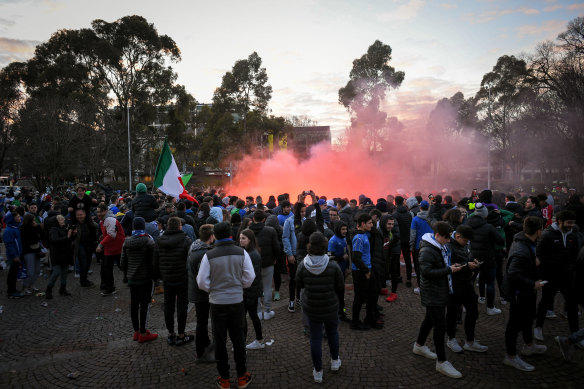 Hundreds of people attended the festivities at Lygon Street on Wednesday morning.