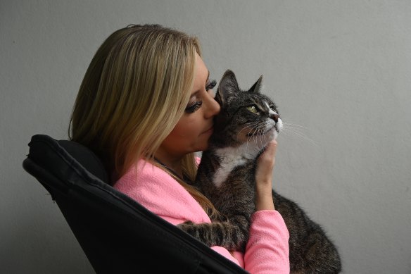 Animal Justice Party Upper House MP Emma Hurst with her cat Jaspar.