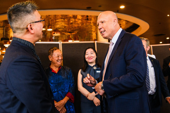 Dutton meeting the Chinese-Australian community in the electorate of Moreton in Brisbane.