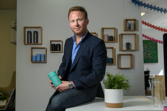 Frank Green chief executive Ben Young says the company’s growth has been driven by its water bottle sales rather than coffee cups. 