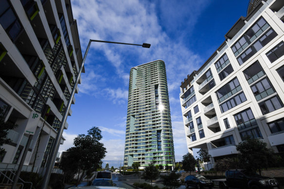 The 36-storey Opal Tower dominates the entrance to Sydney Olympic Park.