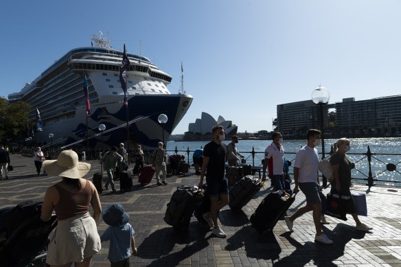 The Majestic Princess cruise ship docked at Circular Quay on Saturday morning.