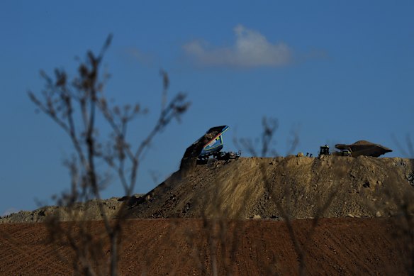 Heavy machinery working at MACH Energy’s Mount Pleasant coal mine in NSW’s Hunter Valley in a file picture.