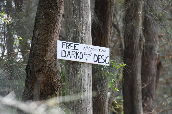 One of the ‘Free Darko’ signs around the Northern Beaches