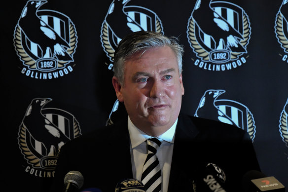 Eddie McGuire didn’t take questions after announcing his resignation on Tuesday. 