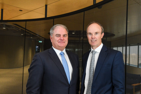 Brett Cairns, left, has resigned as chief executive of Magellan Financial Group. Hamish Douglass will remain as executive chairman. 
