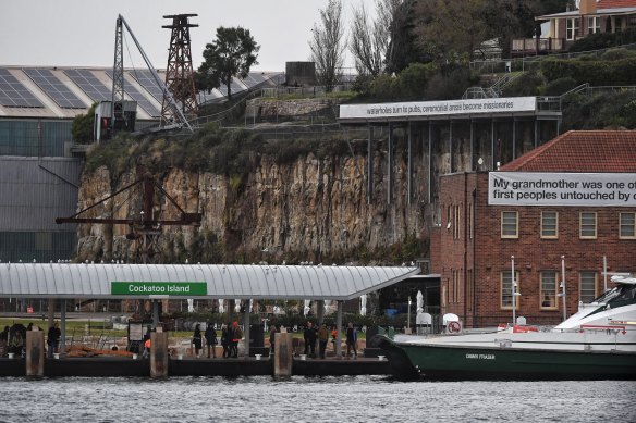 Cockatoo Island contains World Heritage-listed colonial buildings and a former naval shipyard.