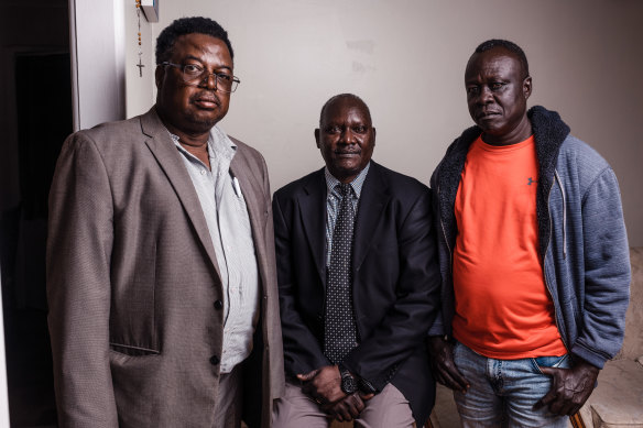 Patrick Dako, David Loosing and Osfak Mela are concerned about family and friends in Sudan as conflict heightens.