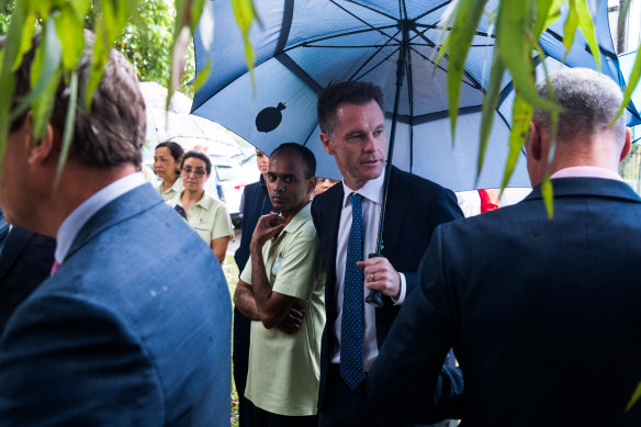 NSW Labor leader Chris Minns at Sutherland Hospital on Monday.