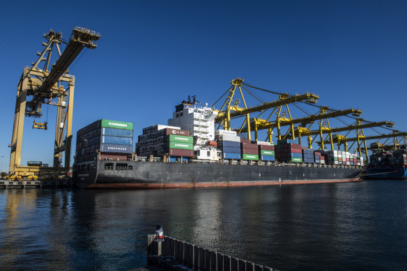 The volume of container ship arrivals is growing fast at Port Botany, NSW