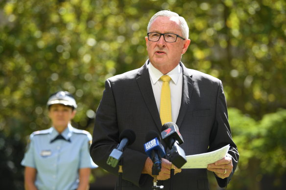 NSW Health Minister Brad Hazzard provides a COVID-19 update on Sunday.
