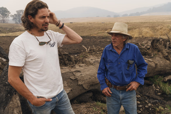 Will Triggs and his father Richard Triggs. They were overrun by bushfires on their family property in Tooma.