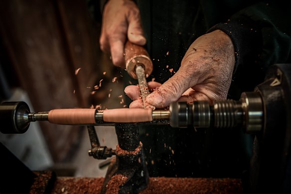 Craftsman at work:  Peter Lucas making a pen.