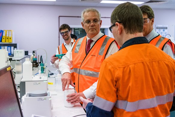 Prime Minister Scott Morrison on the unofficial campaign trail on Monday.