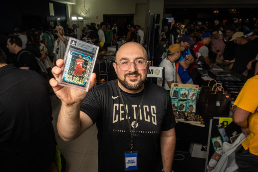 ‘It’s like art’: Raymond Koura with the  LeBron James trading card he bought for $US40,000.
