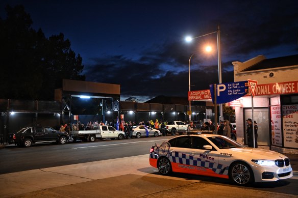 Police were also at the scene of the protest in Parramatta.