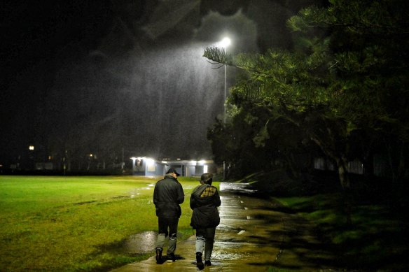 Strong winds and torrential rain at Newport on Tuesday. 