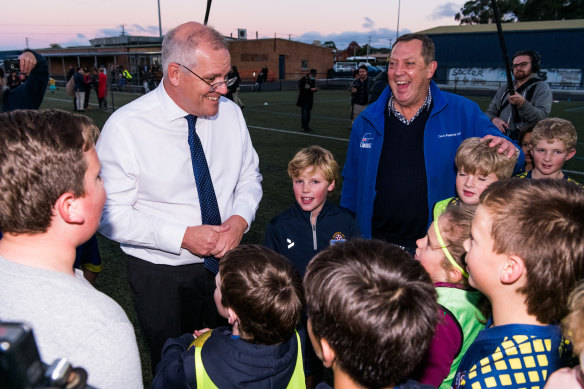 Ever heard the one about the marginal seat and $83 million of pork? Former prime minister Scott Morrison campaigning in the Tasmanian seat of Braddon.