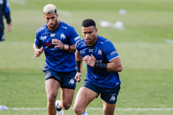 One-time Panthers pair Viliame Kikau and Stephen Crichton.