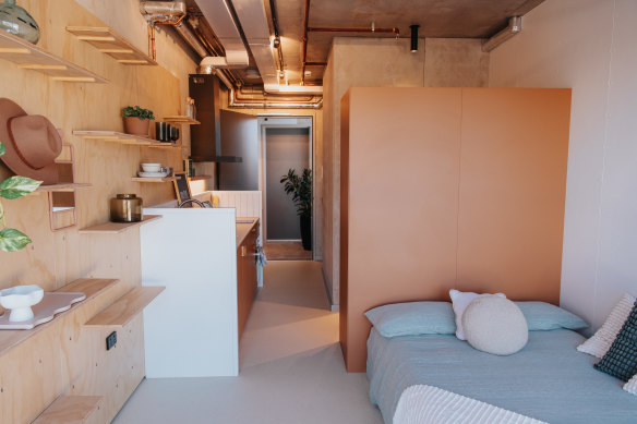 Inside the Marrickville micro apartments.