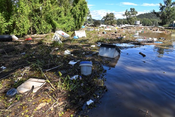 Flood devastation at St George’s Caravan park on the Hawkesbury River. 