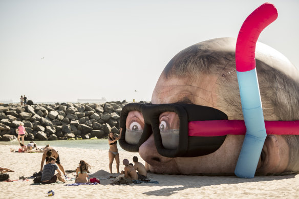 Damien Hirst Looking For Sharks by Cool Shit at Sculpture by the Sea, Cottesloe.