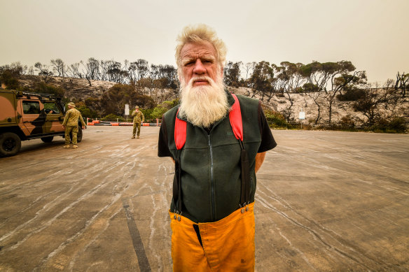 Historian and CFA volunteer Bruce Pascoe has spent the past two days clearing fallen trees from local roads.
